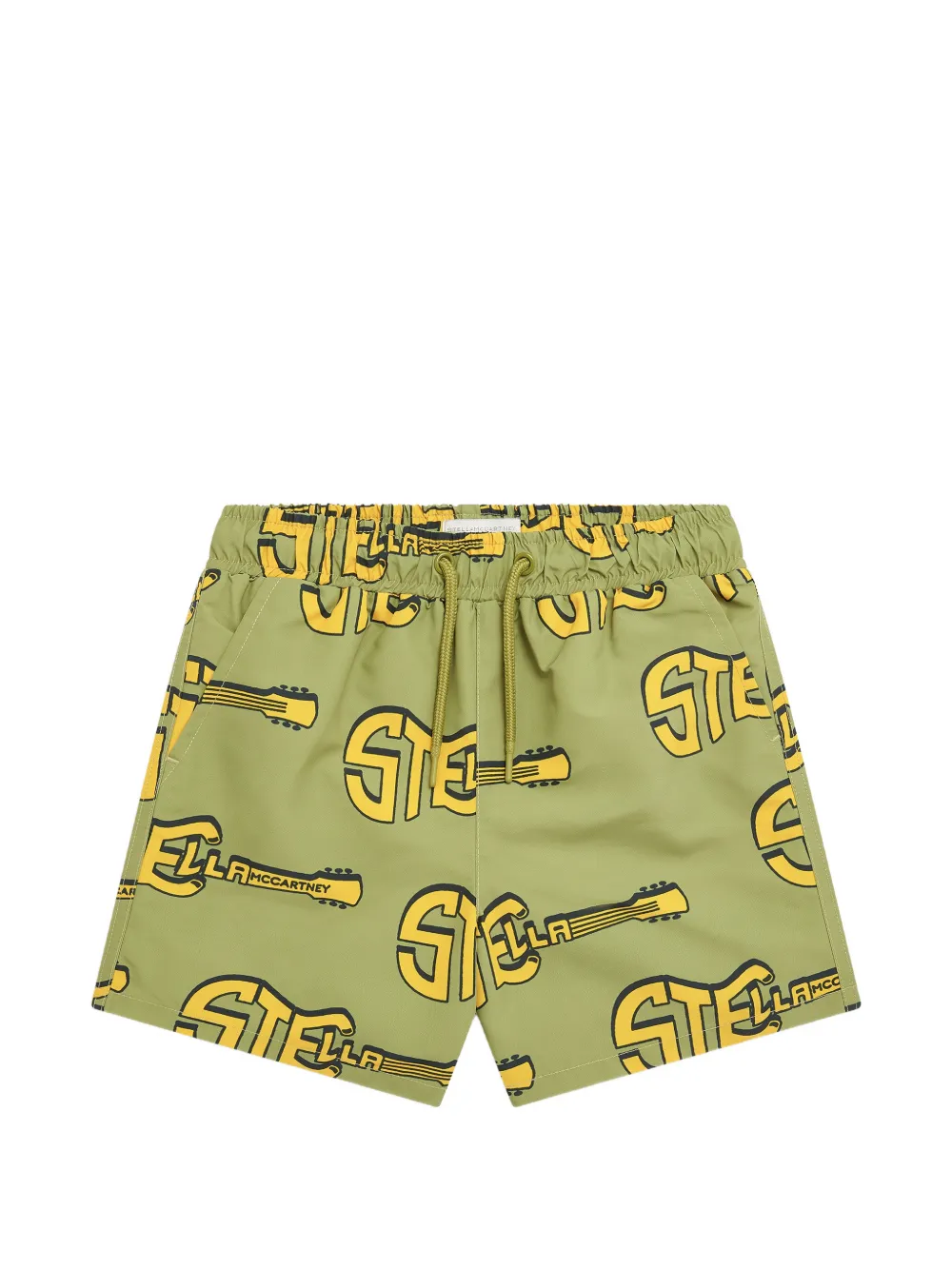 Stella McCartney Kids logo-print guitar-print swim shorts - Verde