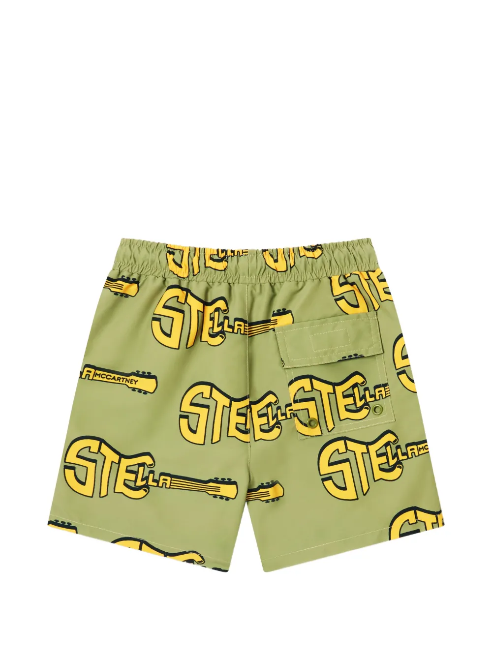 Stella McCartney Kids Zwembroek met logoprint en gitaarprint Groen