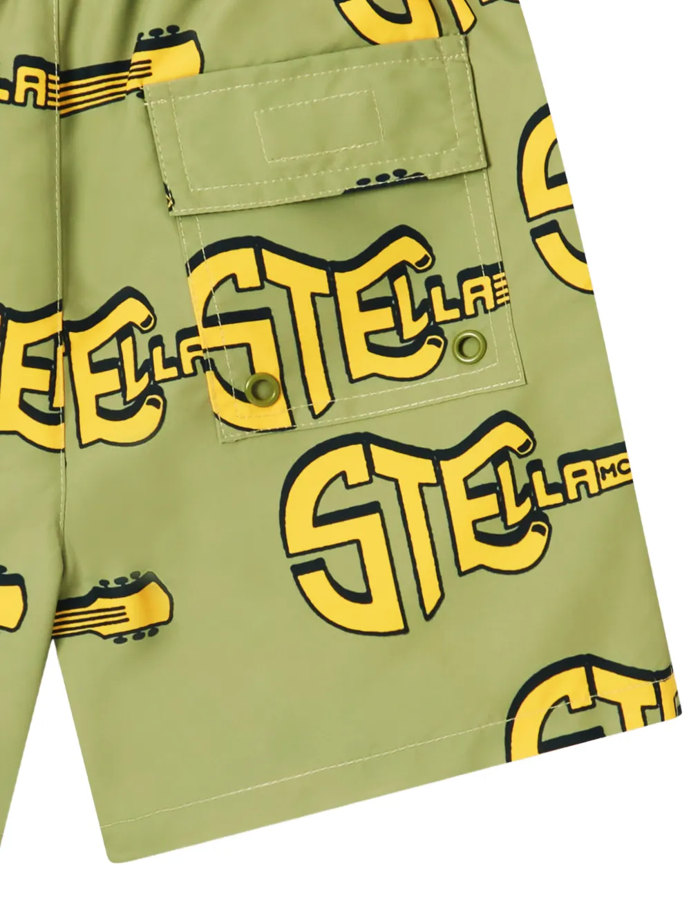 Stella McCartney Kids Zwembroek met logoprint en gitaarprint Groen