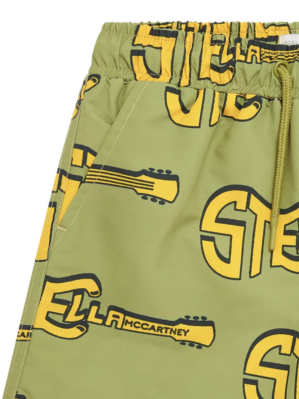 Stella McCartney Kids Zwembroek met logoprint en gitaarprint Groen