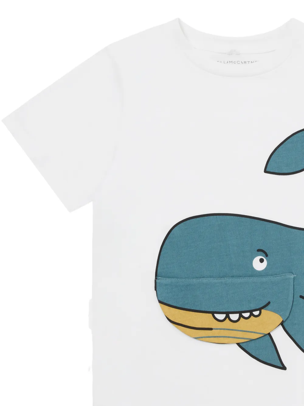 Stella McCartney Kids whale-print pocket T-shirt Wit