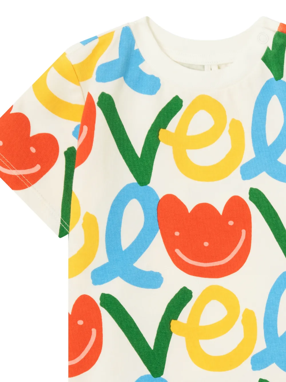 Stella McCartney Kids Katoenen T-shirt met logoprint Beige