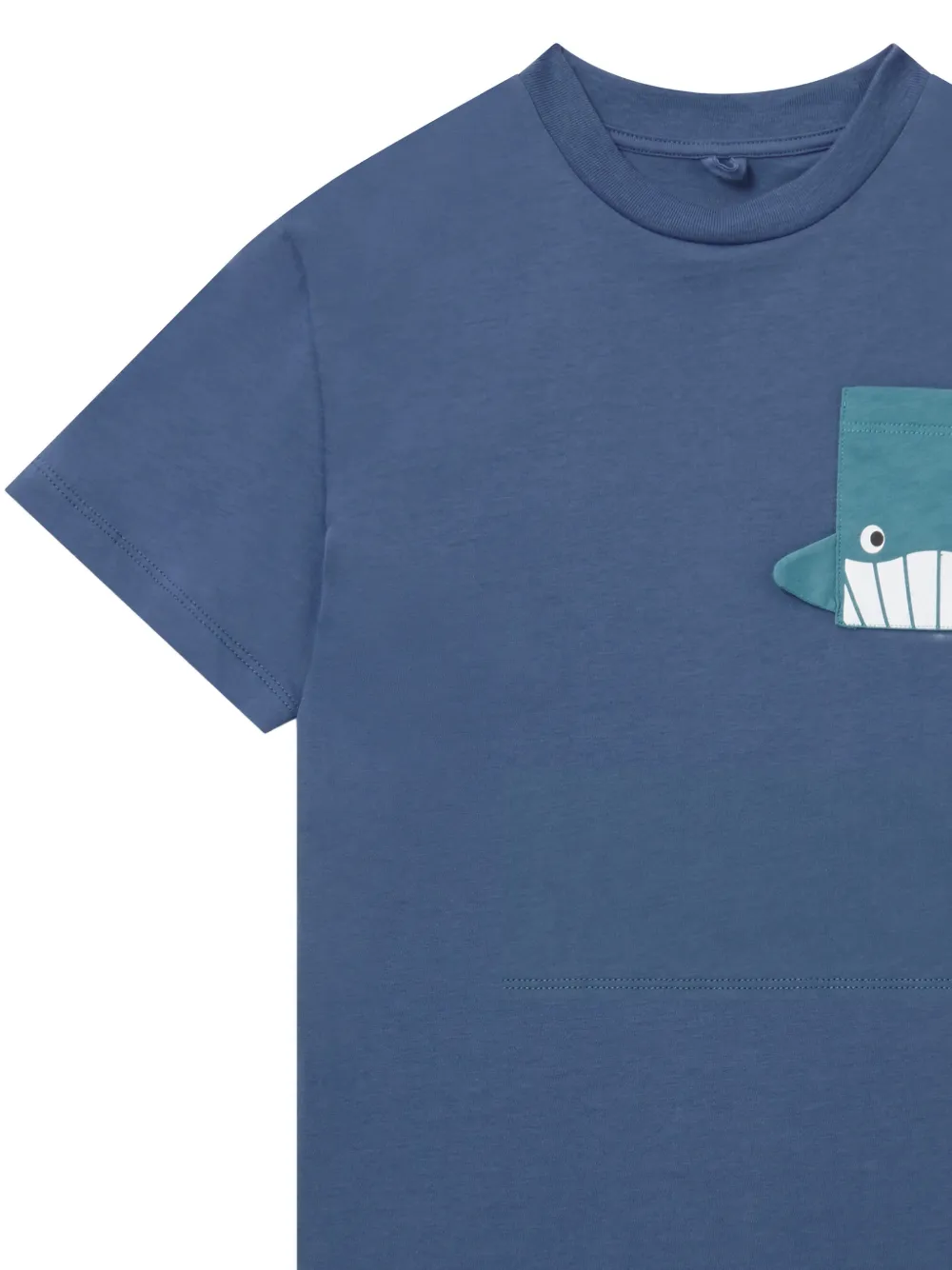Stella McCartney Kids T-shirt met walvis-patch en zak Blauw