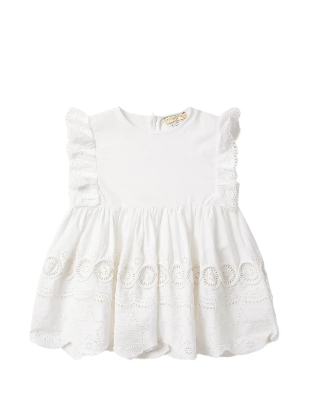 Stella McCartney Kids ruffled broderie-anglaise dress - Bianco