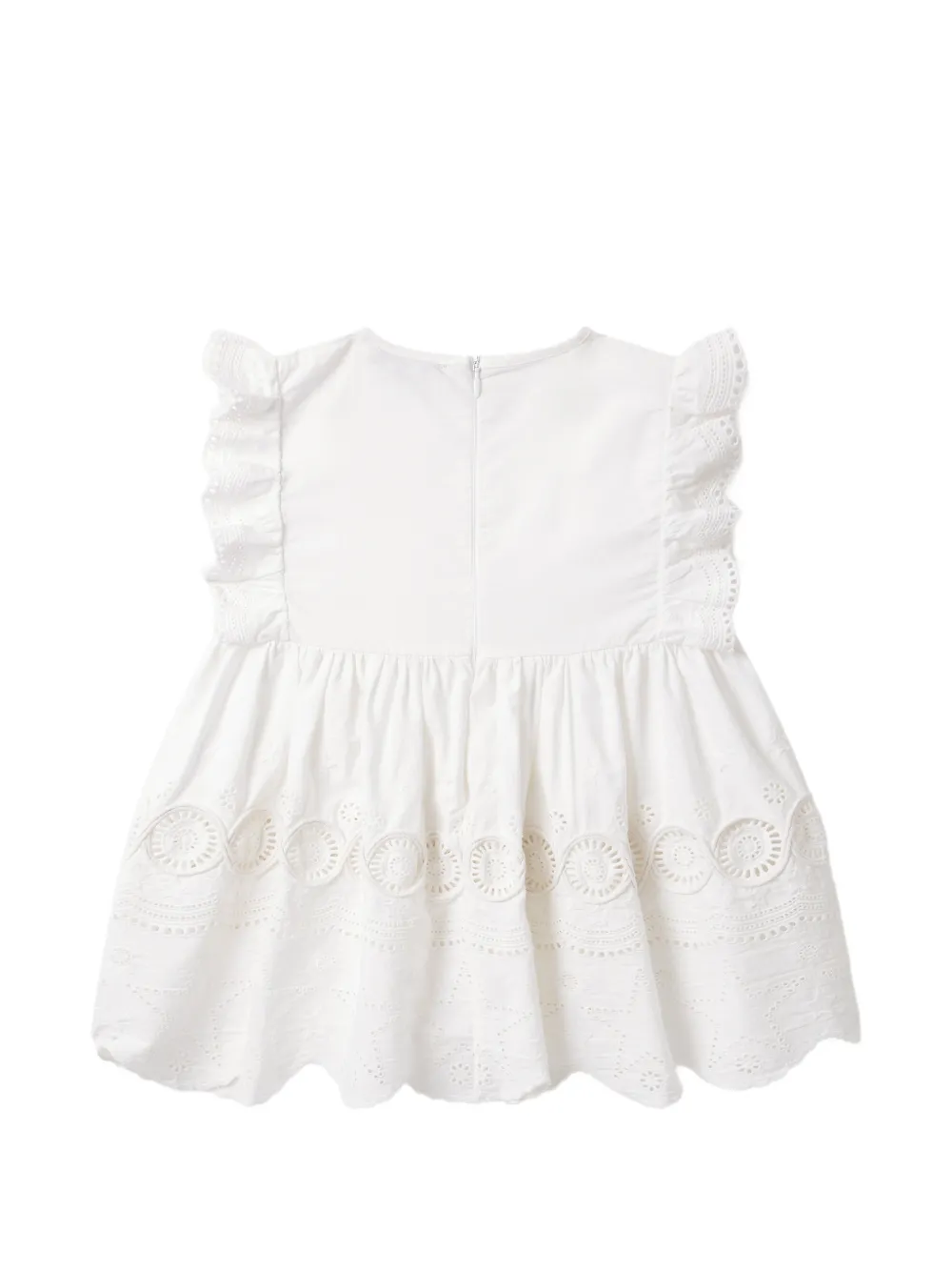 Stella McCartney Kids Broderie anglaise jurk met ruches Wit