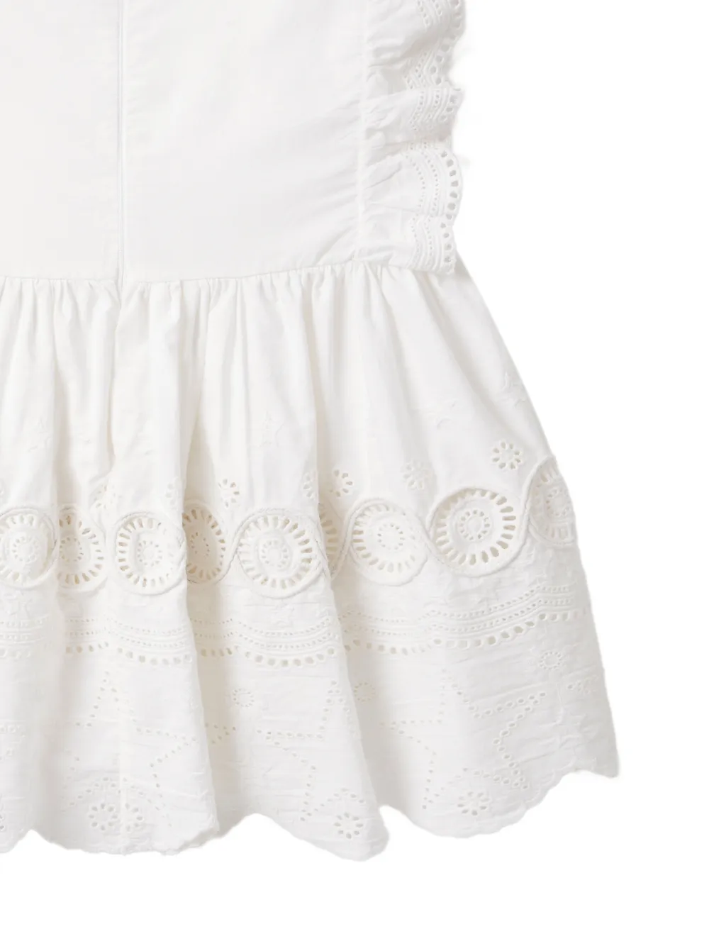 Stella McCartney Kids Broderie anglaise jurk met ruches Wit