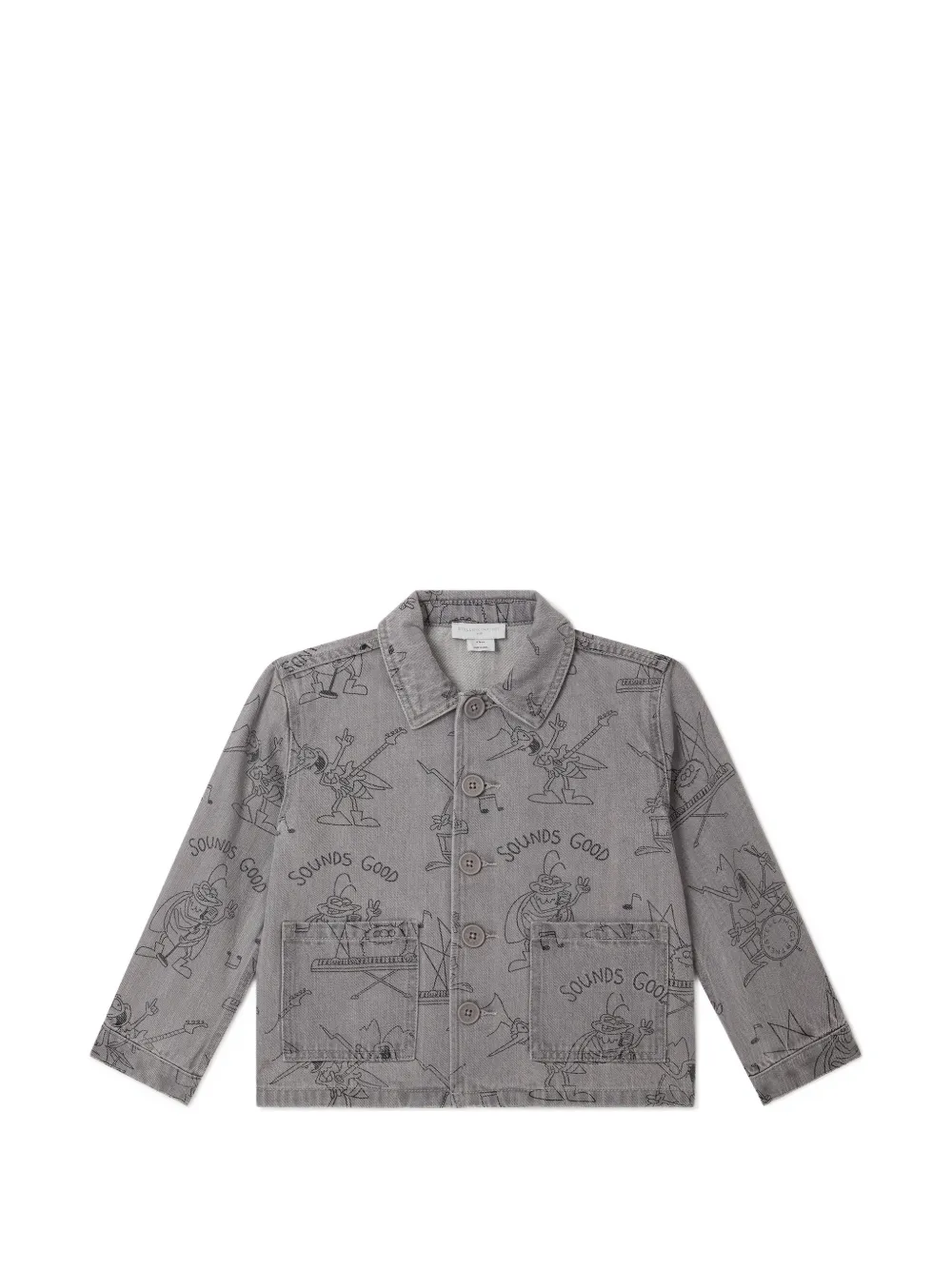 Stella McCartney Kids Bug Band graphic-print denim jacket - Grigio
