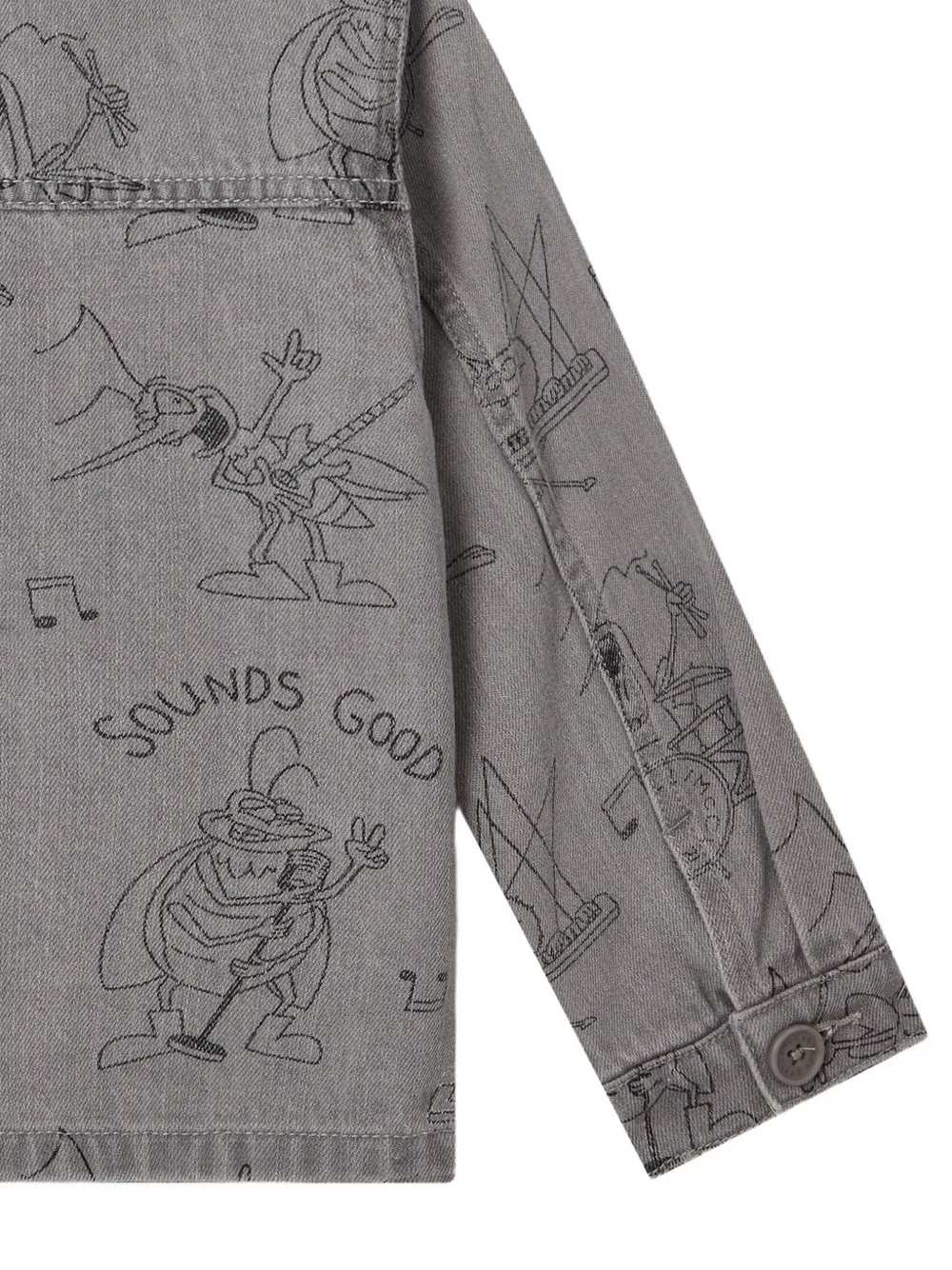 Stella McCartney Kids Bug Band graphic-print denim jacket Grijs
