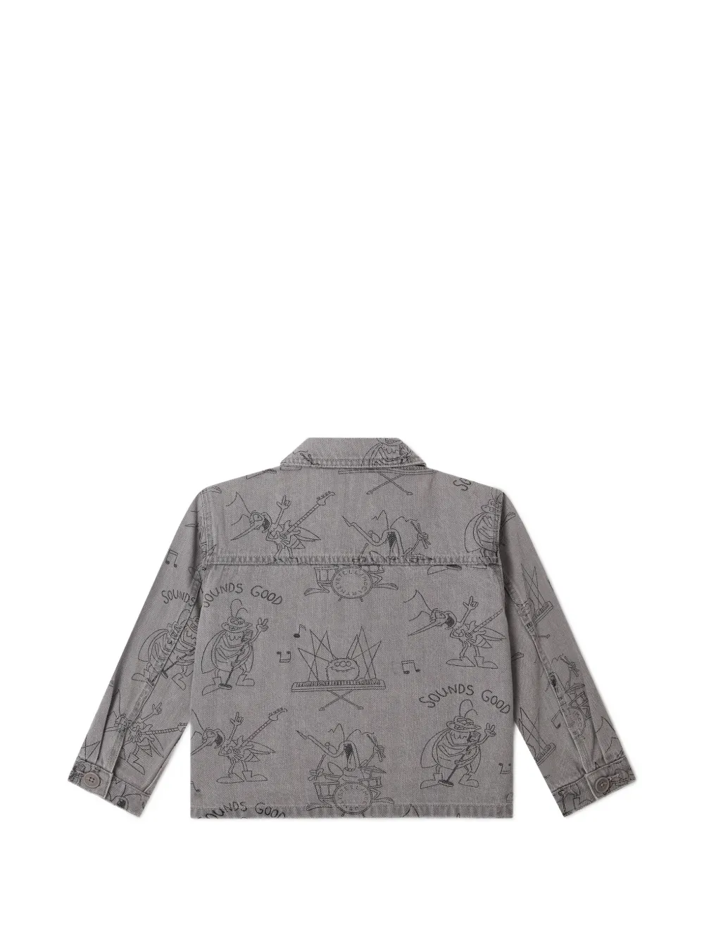 Stella McCartney Kids Bug Band graphic-print denim jacket Grijs