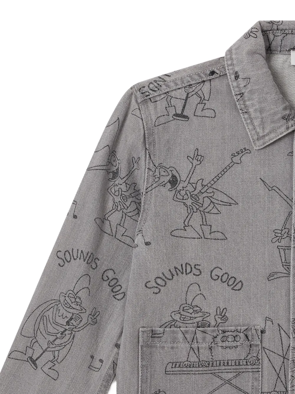 Stella McCartney Kids Bug Band graphic-print denim jacket Grijs