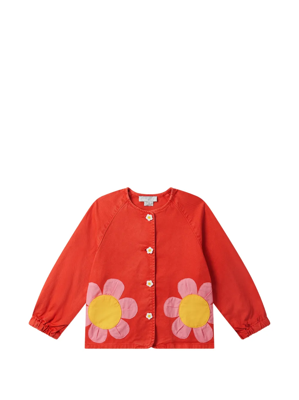 Stella McCartney Kids flower-appliqué raglan-sleeve cardigan - Rosso