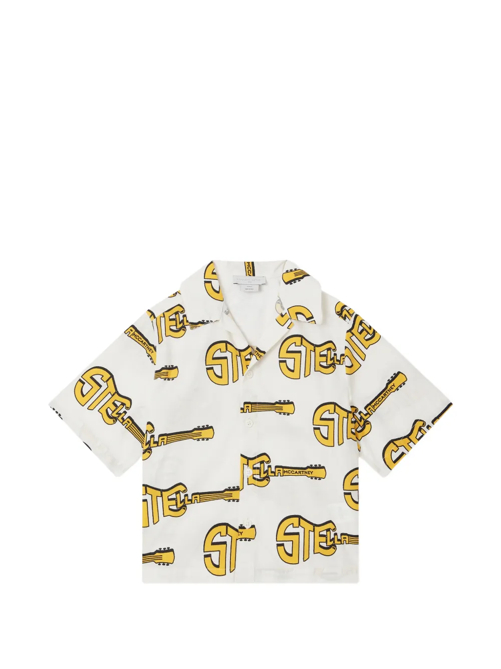 Stella McCartney Kids logo-print guitar-print shirt - Bianco