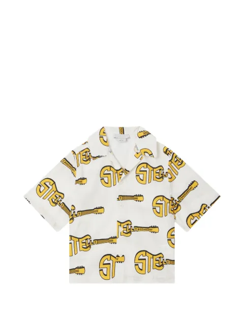 Stella McCartney Kids skjorte med guitartryk og logotryk