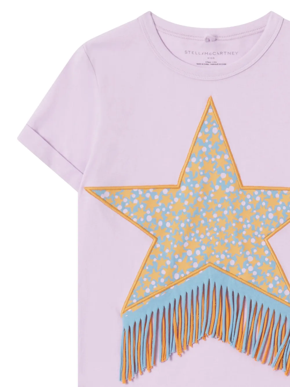 Stella McCartney Kids T-shirt met ster-print en franje-detail Paars