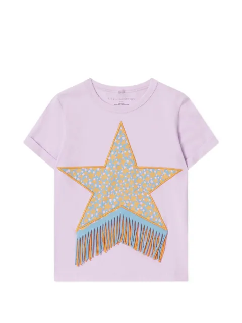 Stella McCartney Kids T-shirt med frynsedetalje og stjernetryk