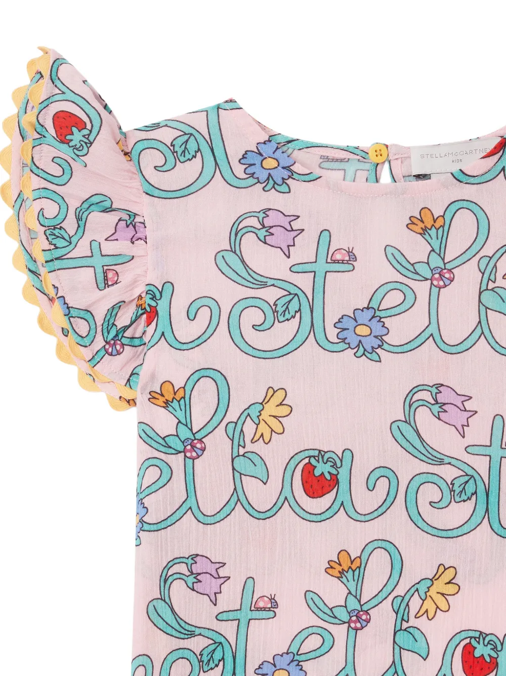 Stella McCartney Kids Vine logo-print ruffled T-shirt Roze