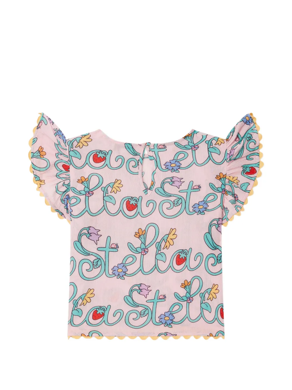 Stella McCartney Kids Vine logo-print ruffled T-shirt Roze