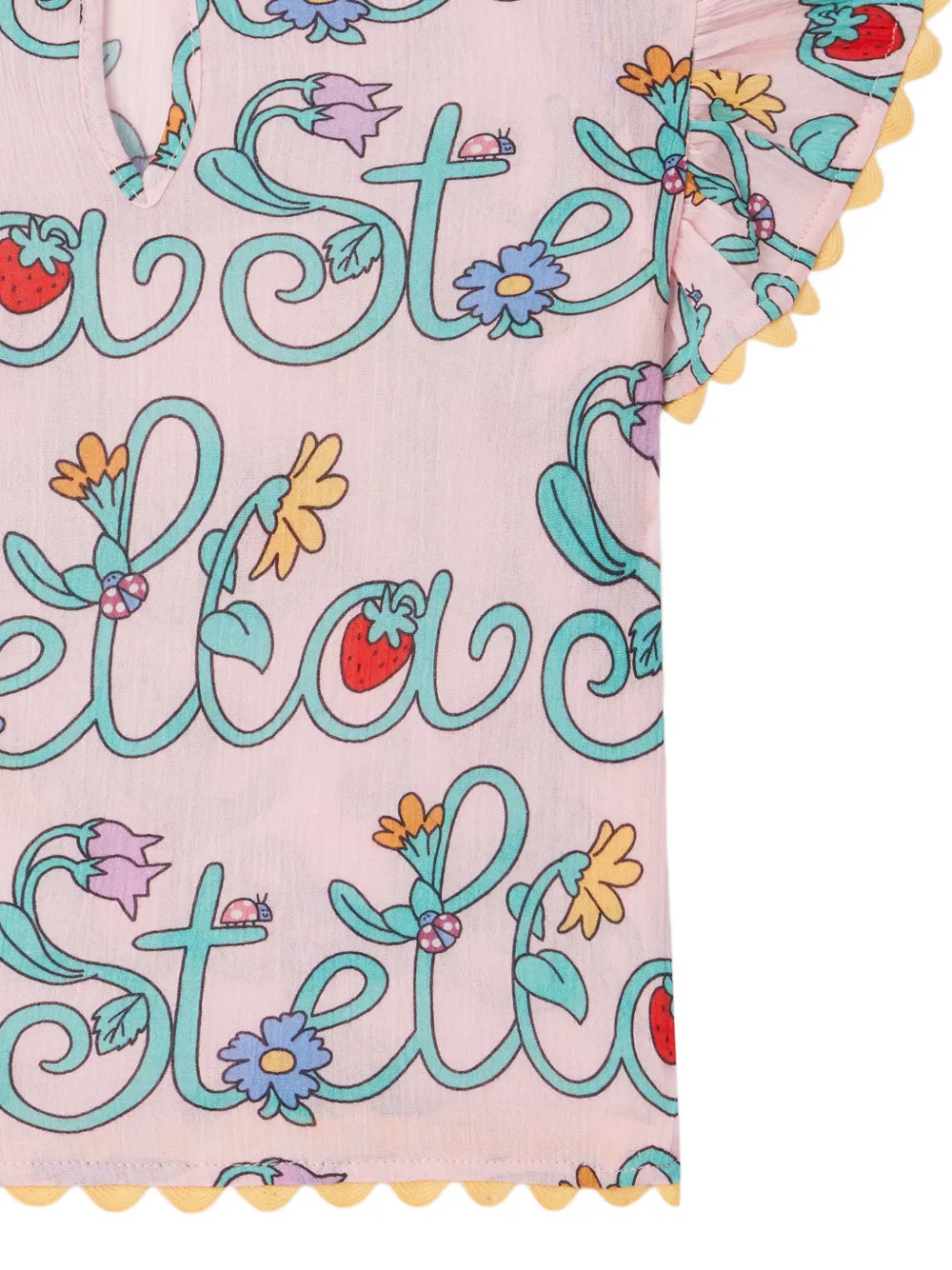 Stella McCartney Kids Vine logo-print ruffled T-shirt Roze