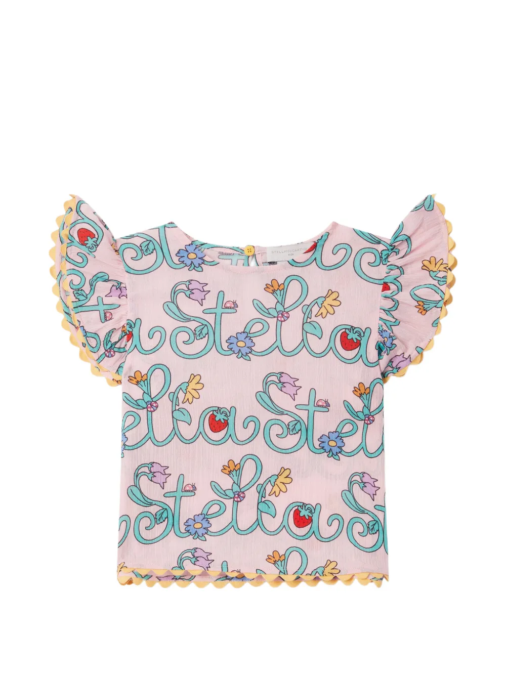 Stella McCartney Kids Vine logo-print ruffled T-shirt Roze