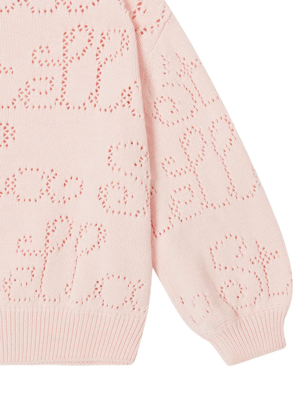 Stella McCartney Kids pointelle-knit logo sweater Roze