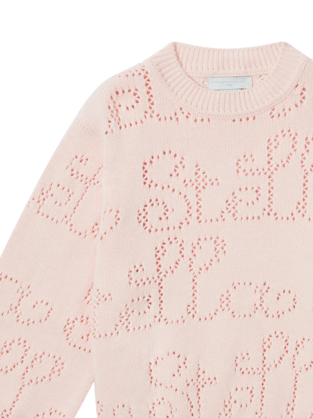 Stella McCartney Kids pointelle-knit logo sweater Roze