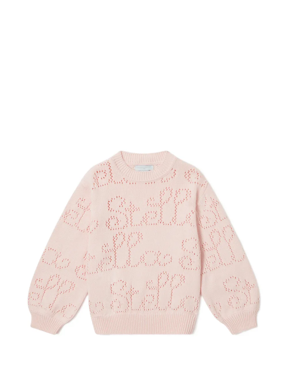 Stella McCartney Kids pointelle-knit logo sweater Roze