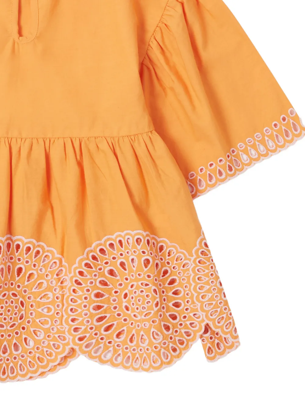 Stella McCartney Kids Gewelfde top met geborduurde ringlets Oranje