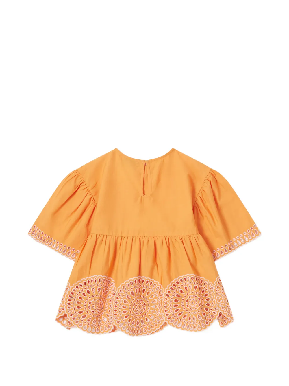 Stella McCartney Kids Gewelfde top met geborduurde ringlets Oranje