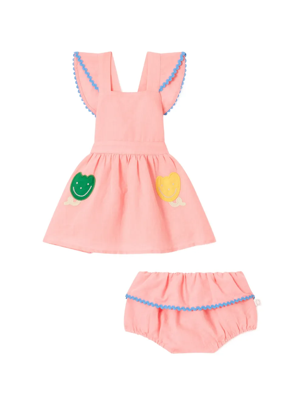 Stella McCartney Kids tulip-patch ruffle-trim dress - Rosa
