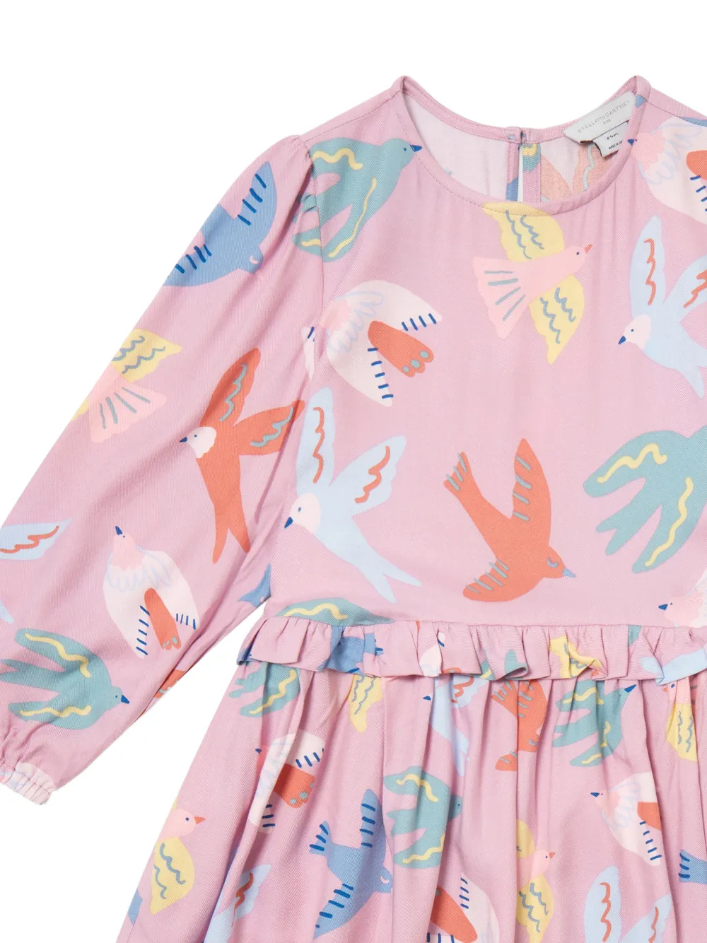 Stella McCartney Kids dove-print ruffled dress Roze