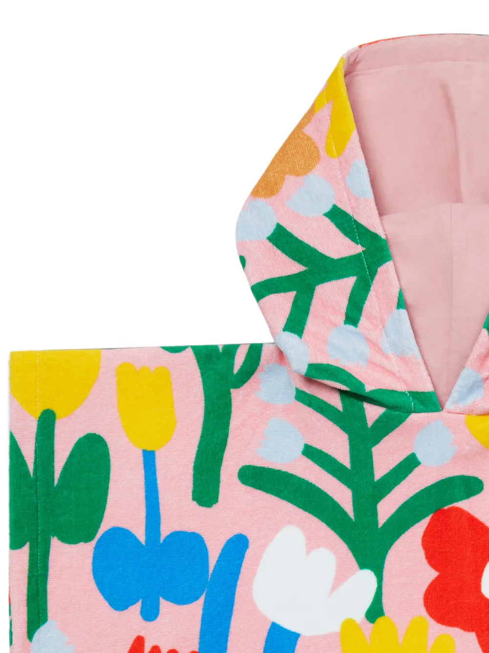 Stella McCartney Kids Love Motif poncho met bloemen-print en capuchon Roze
