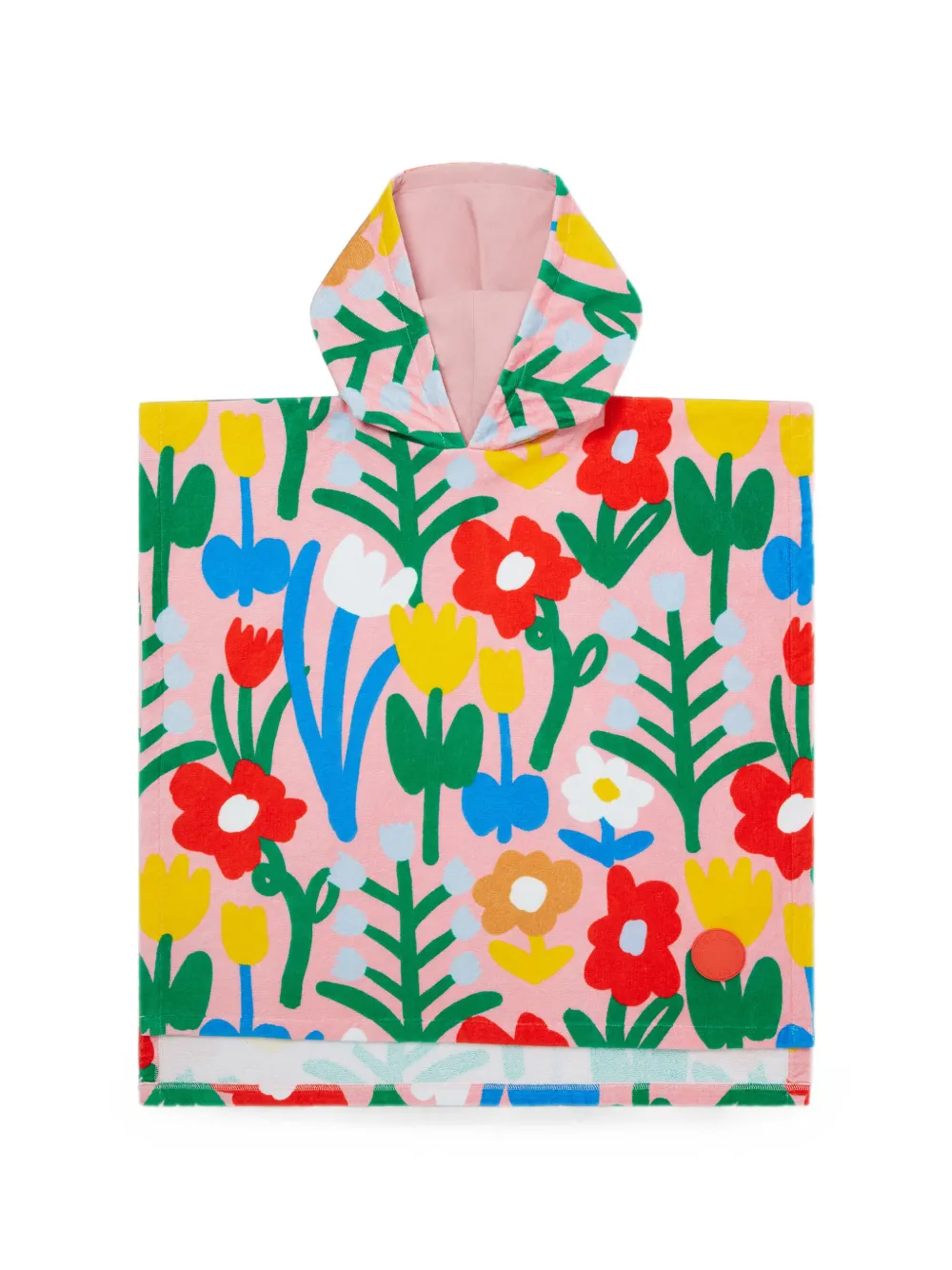Stella McCartney Kids Love Motif floral-print hooded poncho - Rosa