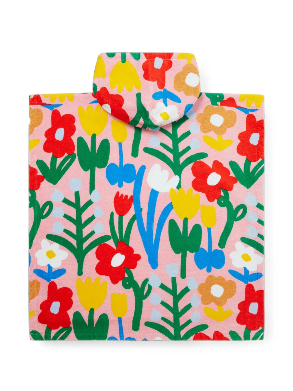 Stella McCartney Kids Love Motif poncho met bloemen-print en capuchon Roze