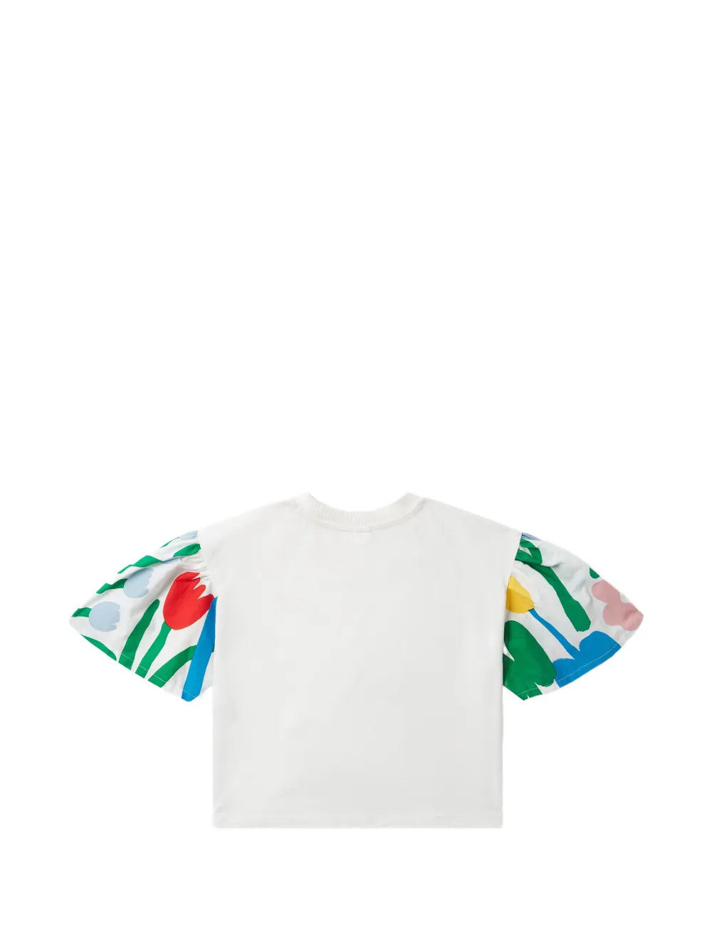 Stella McCartney Kids floral-print puff-sleeve T-shirt Wit