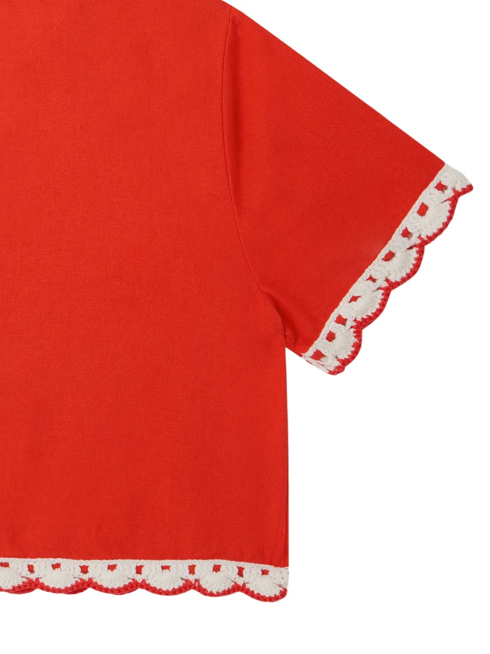 Stella McCartney Kids Top met gehaakte afwerking en korte mouwen Rood
