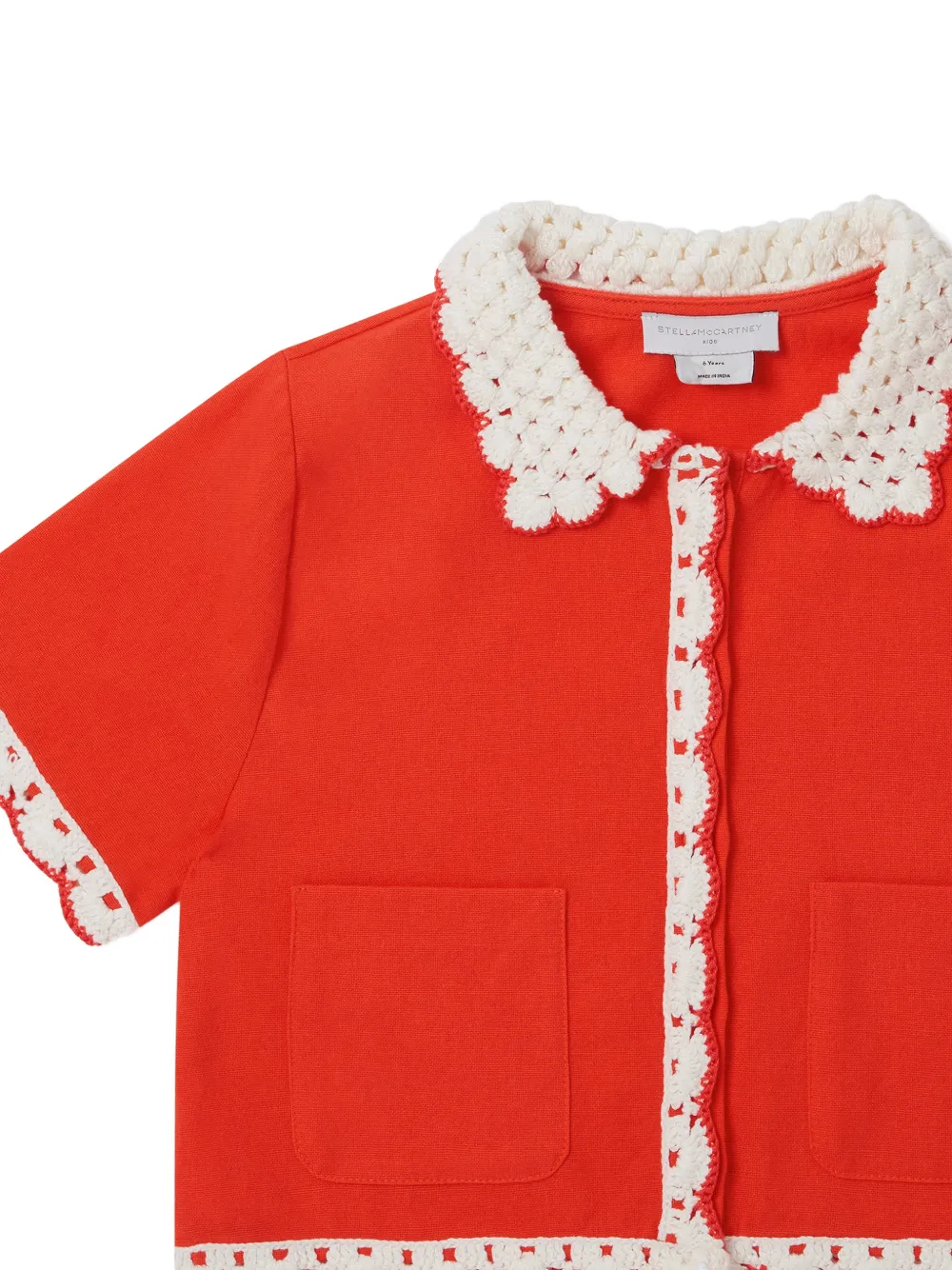 Stella McCartney Kids Top met gehaakte afwerking en korte mouwen Rood