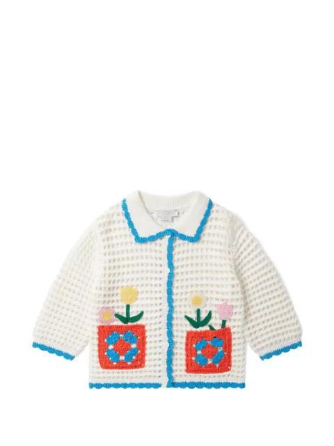 Stella McCartney Kids crochet-knit floral-patch cardigan