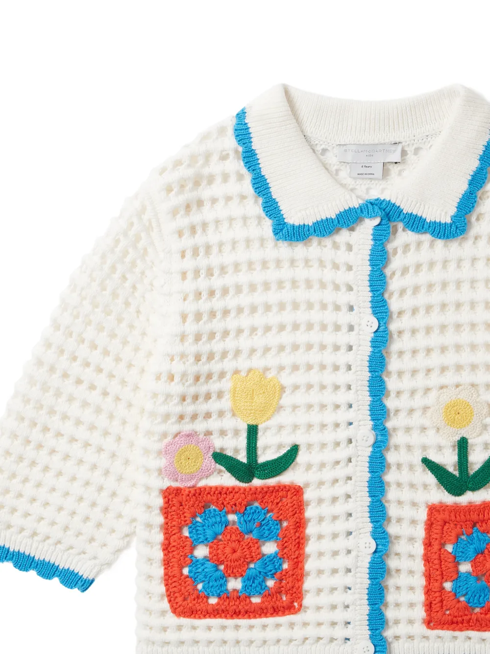 Stella McCartney Kids Gehaakt vest met bloemen-patch Wit