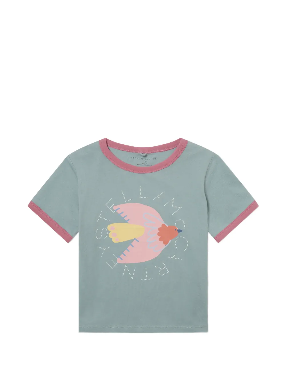Stella McCartney Kids logo-print bird-motif T-shirt - Verde