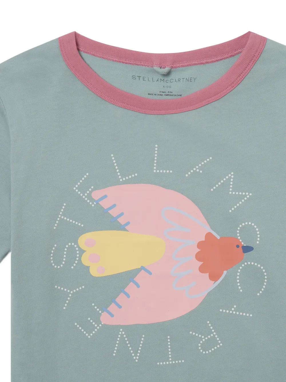 Stella McCartney Kids T-shirt met logoprint en vogelpatroon Groen