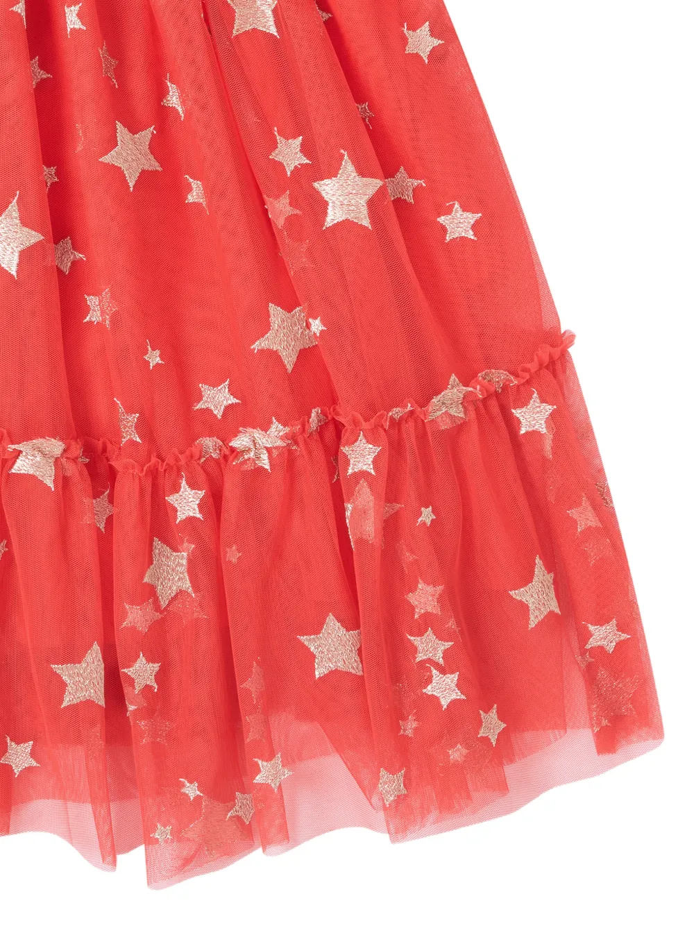 Stella McCartney Kids Jurk met geborduurde ster en ruches Rood
