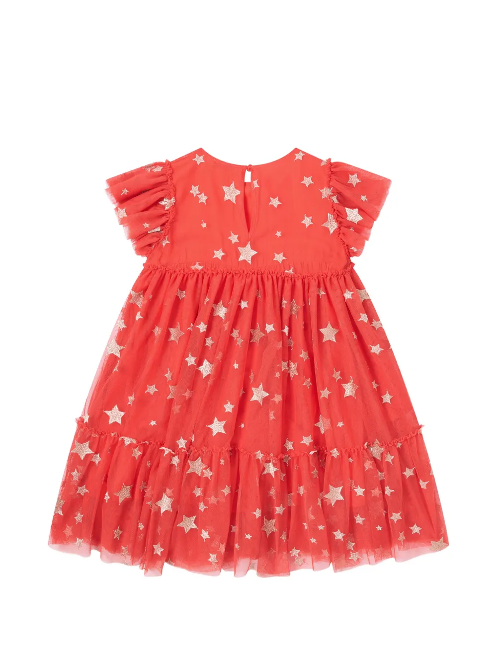 Stella McCartney Kids Jurk met geborduurde ster en ruches Rood