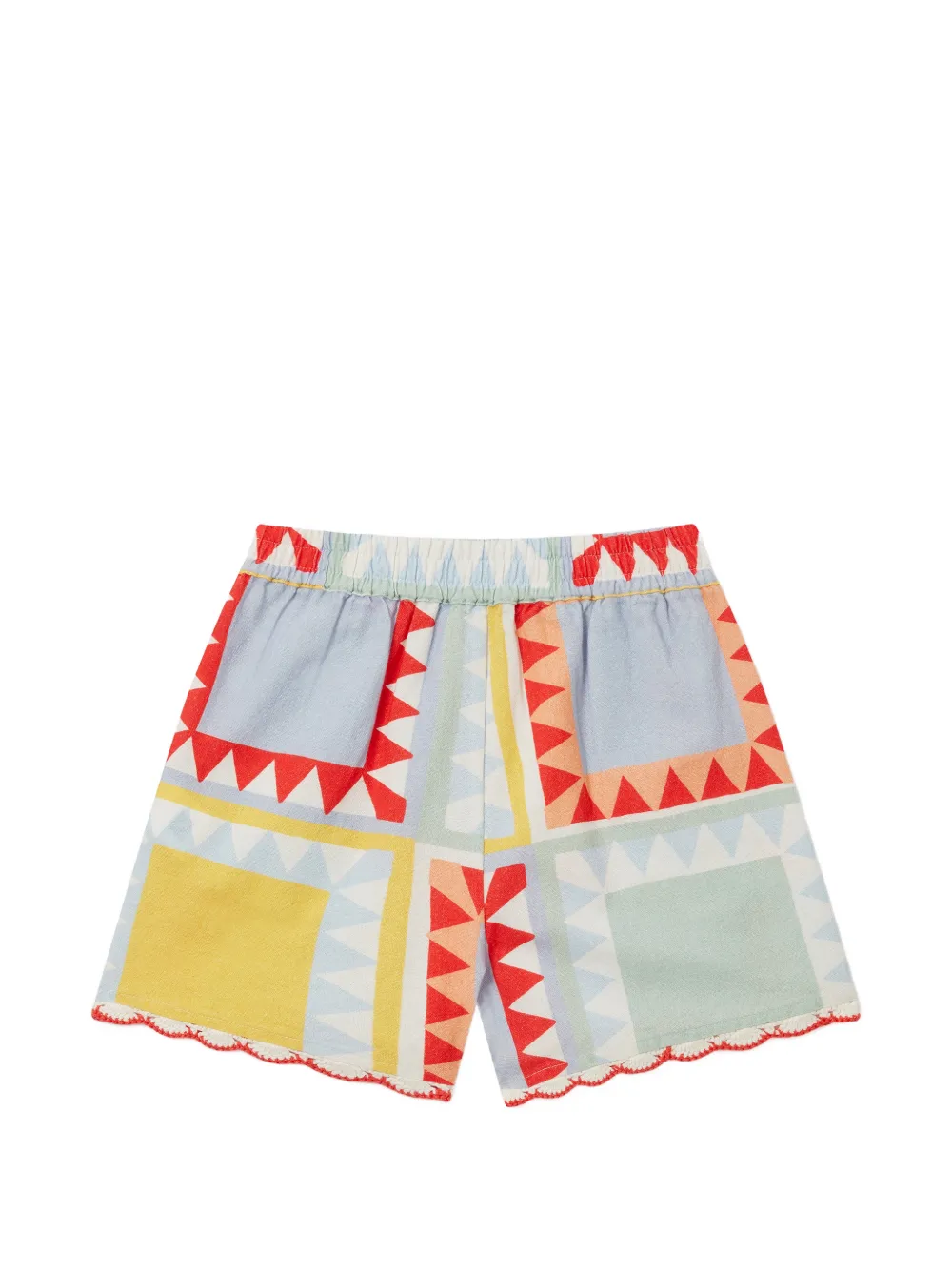 Stella McCartney Kids Shorts met geometrische print en gehaakte afwerking Blauw