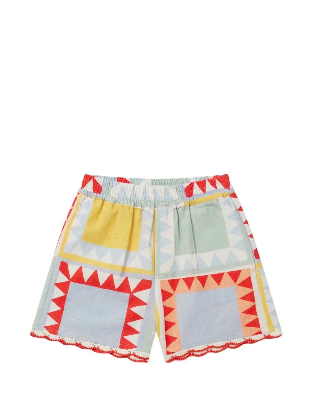 Stella McCartney Kids geometric-print crochet-trim shorts - Blu