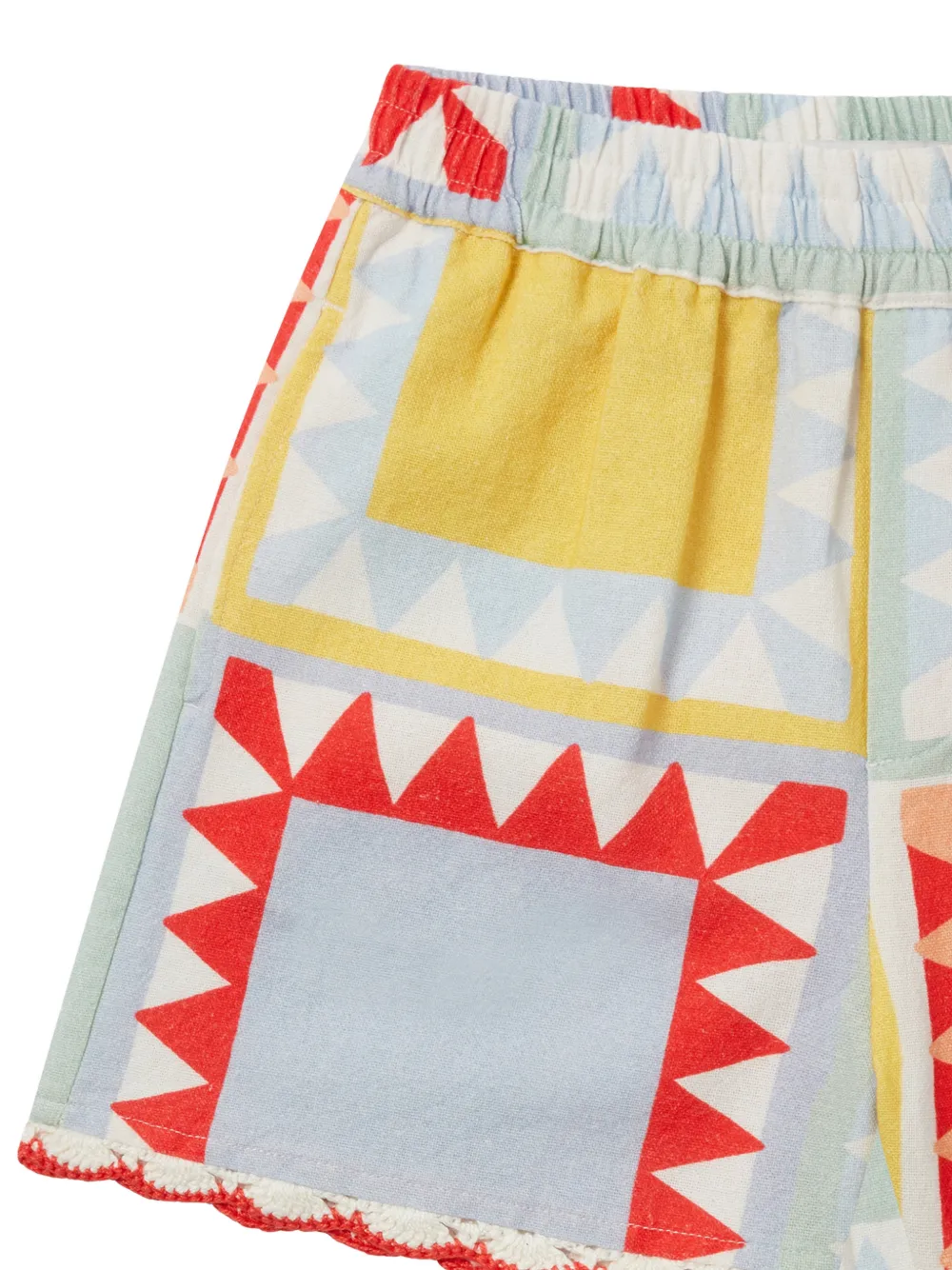 Stella McCartney Kids Shorts met geometrische print en gehaakte afwerking Blauw