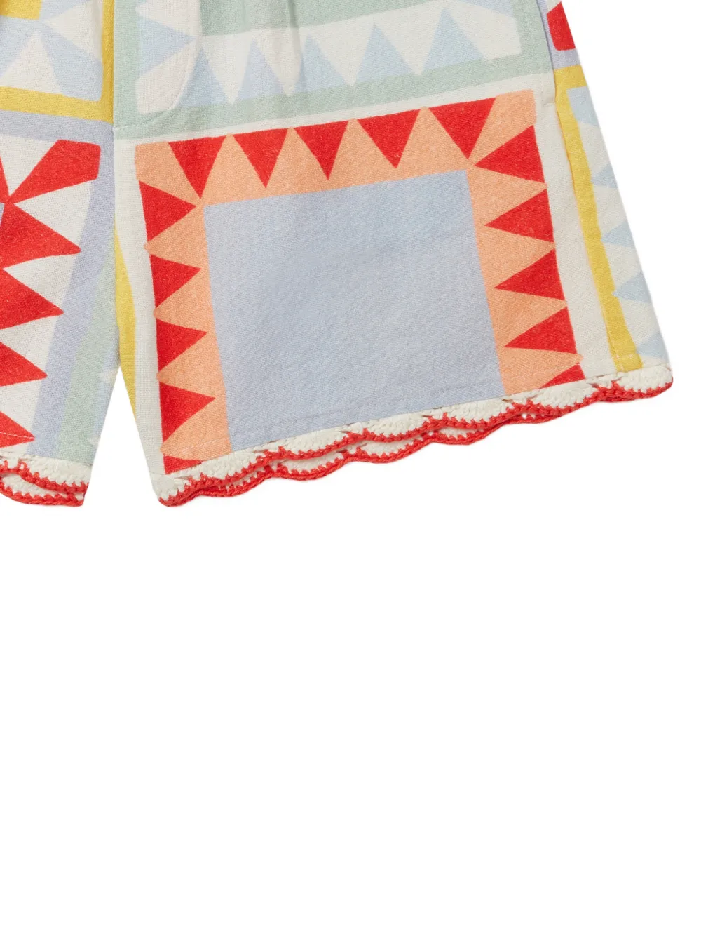 Stella McCartney Kids Shorts met geometrische print en gehaakte afwerking Blauw