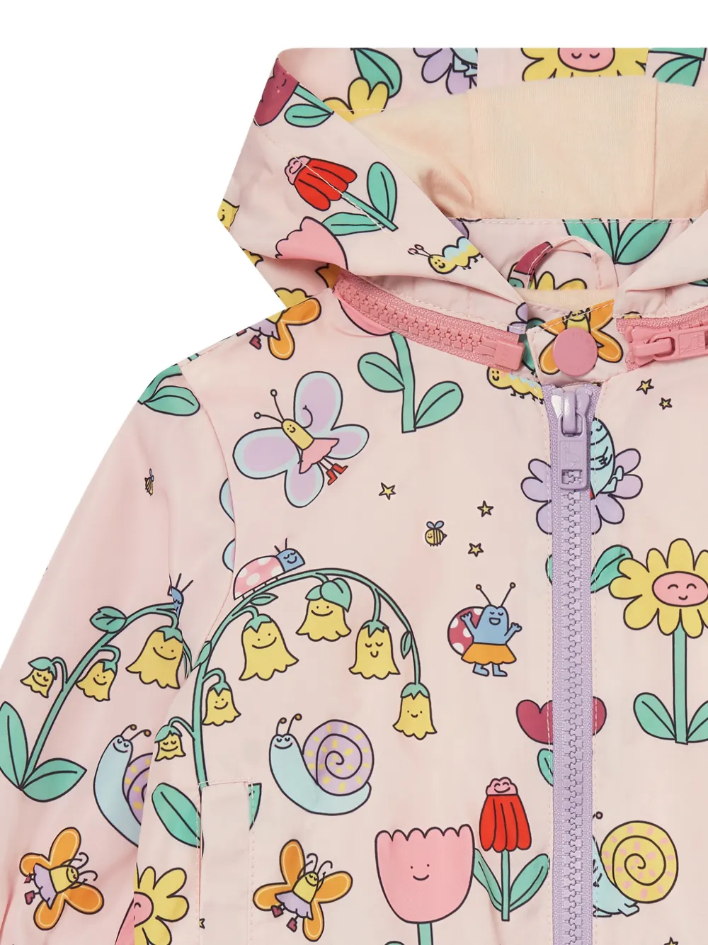 Stella McCartney Kids Regenjas met bloemenprint en capuchon Roze