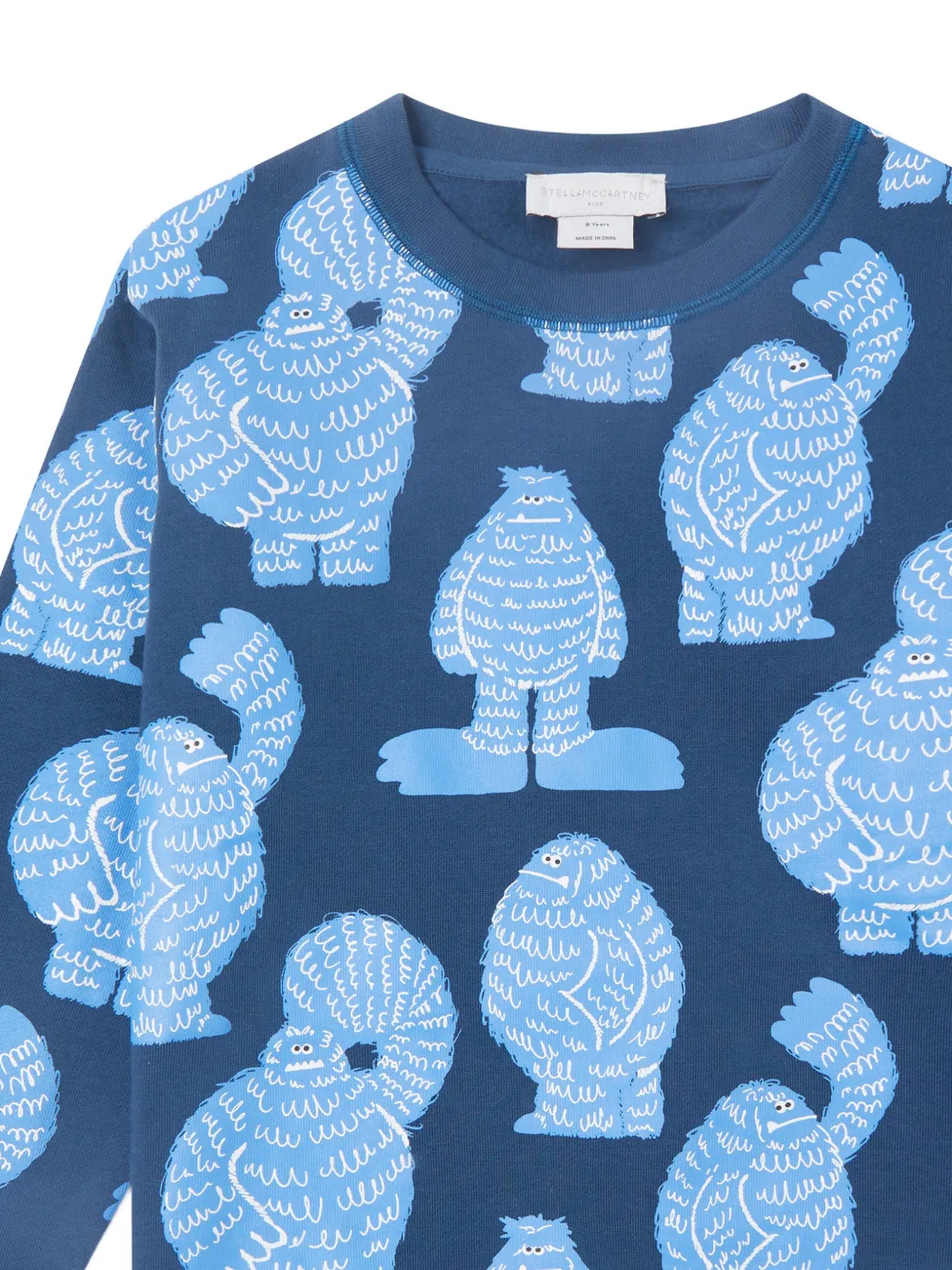Stella McCartney Kids Sweater met monsterprint en lange mouwen Blauw