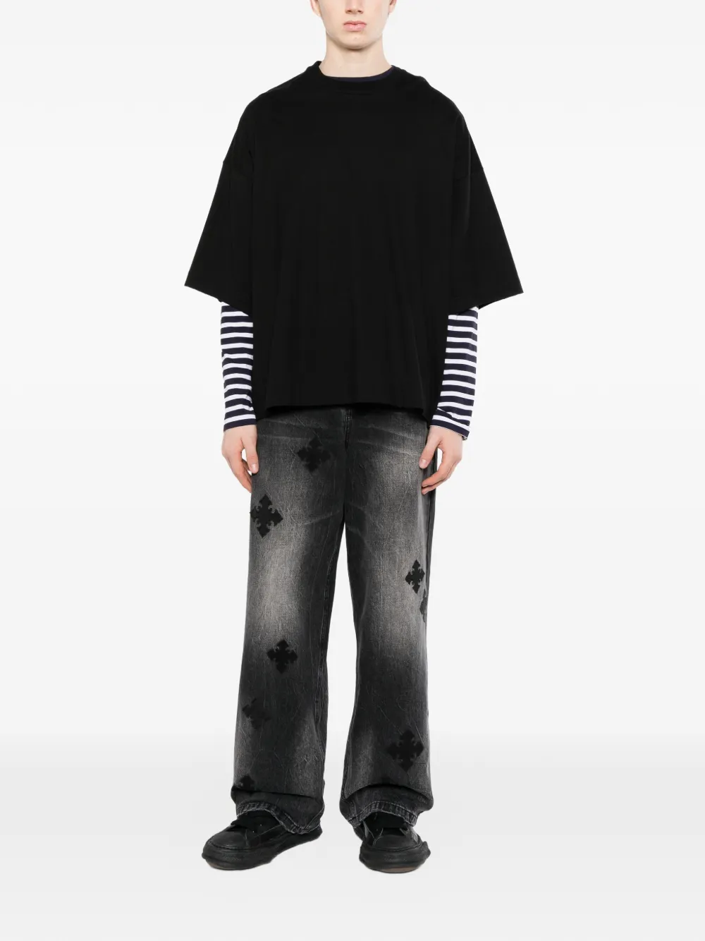 Ksubi Maxx Blakk Metal Kraftwerk jeans met wijde pijpen Zwart