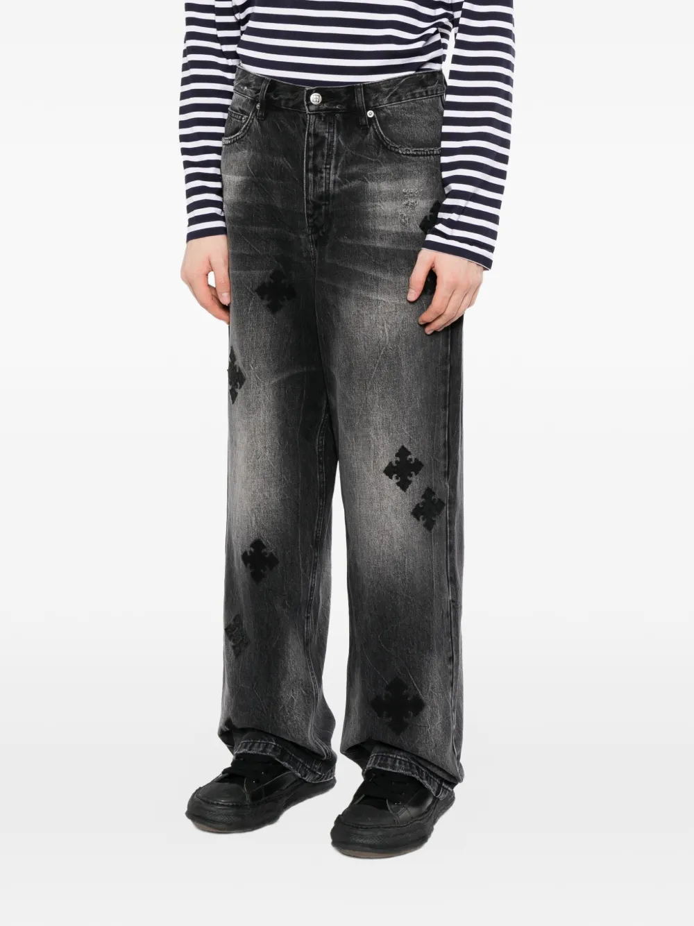 Ksubi Maxx Blakk Metal Kraftwerk jeans met wijde pijpen Zwart